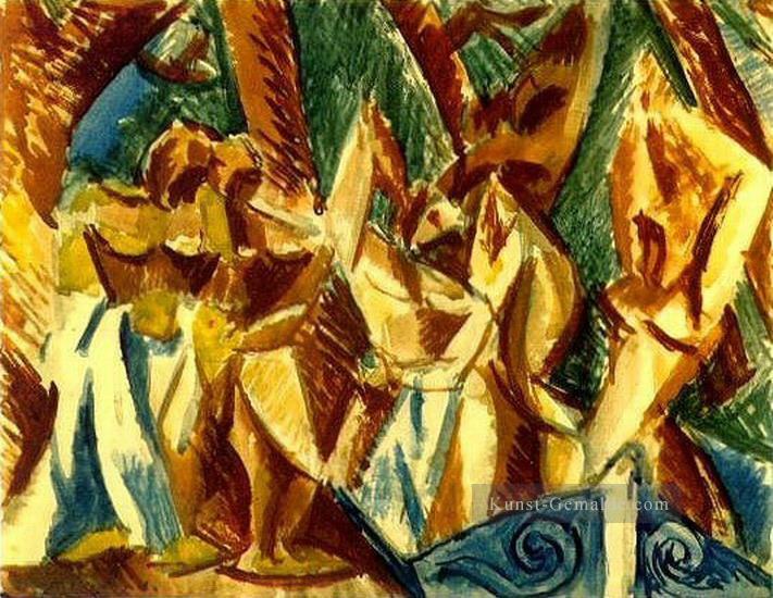 Cinq femmes 3 1907 Kubismus Pablo Picasso Ölgemälde
